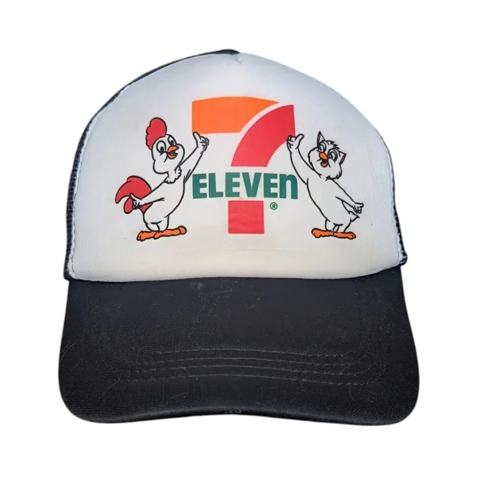 Vintage 7/11 Hat Seven 11 Mesh Snapback Trucker 80’s 90’s Chicken Owl Animals - Picture 1 of 6